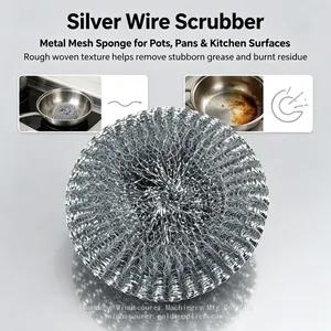Export Standard Galvanized Wire Scrubbing Ball Fast Dry Reusable Kitchen Cleaning Scourer Bulk Pack thumbnail-1