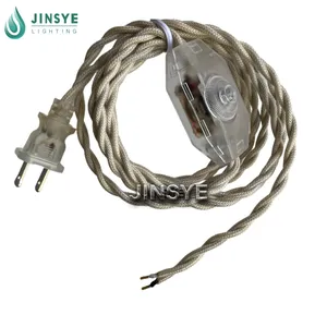 Custom UL Cetificated US Clear Dimmer Switch Beige Braided Flexible Wire Twisted Cable Power Cords thumbnail-1