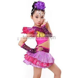 In Stock 2pcs in One Set Kids Red Latin Dance Dress Waltz Dancing Dress thumbnail-2