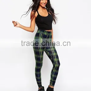 Striped in Check Print Stretch Knit Skinny Women Legging thumbnail-4