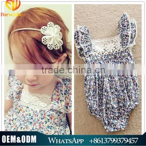 INS Infant Floral Baby Rompers Cap Sleeve Lace Flower Toddlers Romper Suit thumbnail-1