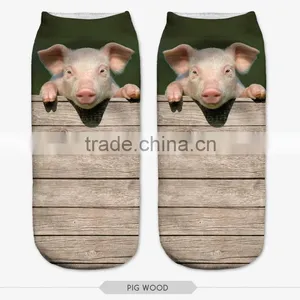 Emoji Stocking Pig Wood High Quality 3d Digital Full Print Colorful Ankle Socks Sports Unisex Custom Hot Sale Stretch Spandex thumbnail-3