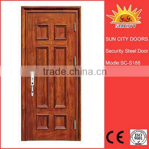 SC-S188 Assembled Wood Textured Good Quality Metal Door China Security Doors thumbnail-1
