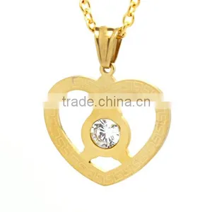 Hot Selling 18K Rose Gold Plated Pendant Heart Design Lovely White Diamond Hollow Out Stylish Pendant Graceful Style thumbnail-1