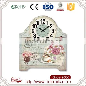 Leisure Design Antique Elegant Flowers and Green Mdf Diy Wooden Clock thumbnail-1