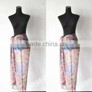 High Quality Elegant Design Transparent Polyester Chiffon Lungi Sarong thumbnail-1