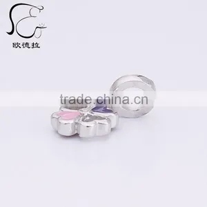 Cubic Zirconia Element Flower Shaped Glass Bead Wholesale thumbnail-2