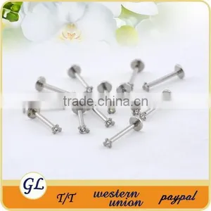 Wholesale Body Piercing Jewelry Double Jeweled Flower Labret Studs thumbnail-2