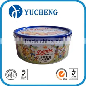 Large Food Grade Metal Round Tin Box With Customed Printing thumbnail-1