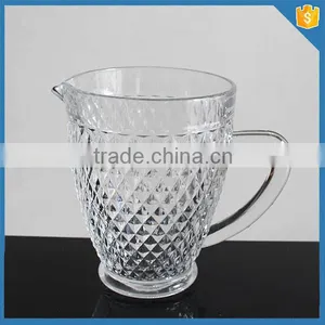 Clear Glass Water Pitcher With Rhombus Design thumbnail-1