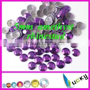 Wholesale !hot Fix Rhinestuds Beads Hotfix Octagon Round Amethyst Color thumbnail-1