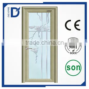 Waterproof Aluminum Frame Bathroom Door Sliding Entry Glass Door thumbnail-5