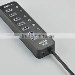 High Performance Usb Por Hub Suppliers, Usb3.0 7 Por Hub+1 Quick Charging Port With Individual Switch and LED Coorespond thumbnail-3