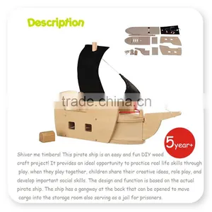 DIY Unfinished Wood Toy Pirate Ship Wooden Diy Airplane thumbnail-2