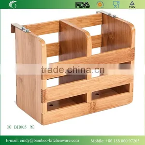 BH005 Bamboo Flatware Organizer and Holder With Metal Clips thumbnail-1