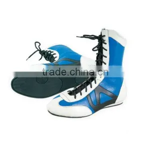 Color Combination PVC Sole Genuine Leather Boxing Shoes thumbnail-1