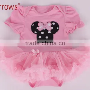 Organic Cotton Baby Girls Lace Dress Sets Short Sleeve Clothing Embroidered With Cake Pattern thumbnail-2