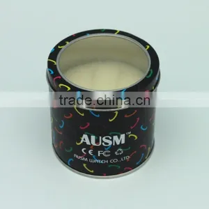 Wholesale With PVC Window Lids Ponge Inside Logo and Color Printing Round Tin Can Manufacturer thumbnail-1