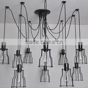 Industrial Loft Style Black Iron Electric Vintage Pendant Light With 6-12 Bulbs thumbnail-3