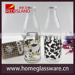 Wholesale 1L Glass Milk Bottle With Printings thumbnail-3