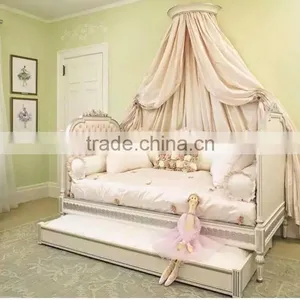 Victoria Style Solid Wood Carved Kid's Daybed, Ornate Design Children's Bed Bedroom Furniture, Vintage Princess Bed With Drawer thumbnail-1