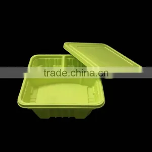 Biodegradable Eco-friendly Two-layer 1000ml 3-div Corn Starch Food Container thumbnail-3