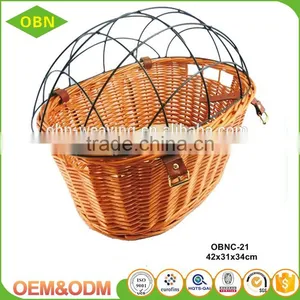 Traditional Handmade Cheap Large Bike Basket Dog Carriers Wicker Bike Basket With Cover thumbnail-4