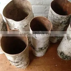 Birch Bark Cylindrical Flower Pot for Wedding Supplies thumbnail-4