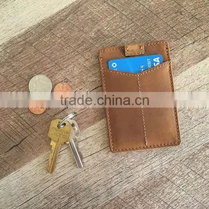 Card Sleeve Slim Wallet Full Grain Leather Front Pocket RFID Blocking Minimalist Card Holder thumbnail-5