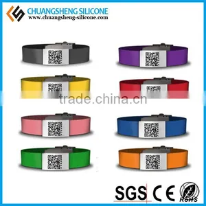 Ebay Hot Selling Silicone Steel Piece Bracelet, Silicone Jewelry, Unique QR Code Printing Bangles thumbnail-1