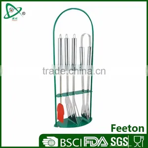 4pcs Stainless Steel Bbq Tools Set With Rest Rack thumbnail-1