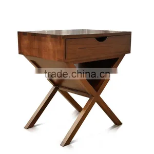 Bedside Panama Cross Legs Brown Mahogany Wood Furniture thumbnail-3