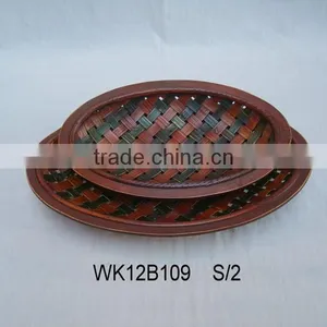 Leaf Round Bamboo Plates in Various Shape Bamboo Decoration thumbnail-4