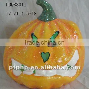 Halloween Ceramic Pumkin Skull With LED Light thumbnail-1