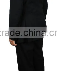 NAAMS MEN'S WOOL 2 BUTTON 2 VENT SLIM FIT SUIT JACKET FLAT FRONT PANT BLACK thumbnail-3