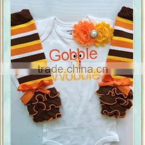 BABY Girl Thanksgiving Outfit White Shirt Fall Outfit - Gobble 'till You Wobble - Baby Girl Photo Outfit Thanksgiving Legwarmer thumbnail-1