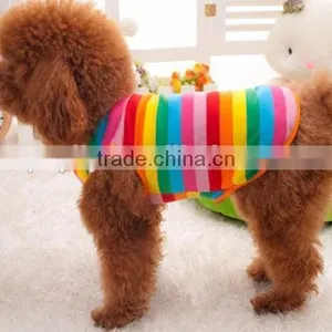 Wholesale Rainbow Stripe Pet Shirt Dog Clothes Puppy Cat Apparel Costume Clothing Summer thumbnail-4