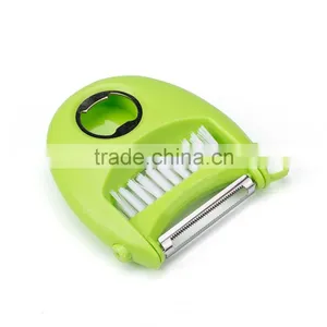 3 In 1 Vegetable Peeler Cutter Potato Peeler Vegetable Fruit Turnip Slicer Cutter Bottle Opener With Cleaning Brush KC1349 thumbnail-2