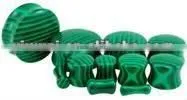 Double Flare Malachite Green Stone Ear Plug Organic Body Jewelry, Stone Flesh Tunnel/(ear Expander) Body Piercing Jewelry thumbnail-1