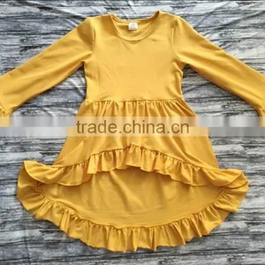 New Design Baby Girl Yellow Top Dress Yellow Ruffle Floral Print Pants Boutique Clothing Set thumbnail-2