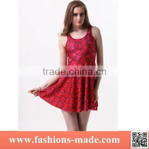 Women's 3D Digital Printed Floral Ichthyosis Pleated Dress for Sale thumbnail-1