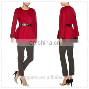China New Women Elegant Fashion Long Sleeve Cashmere Peplum Jacket thumbnail-1
