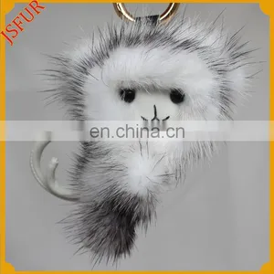 Little Monkey Accessory For Bag Charm Mink Fur Keychain Leather thumbnail-1