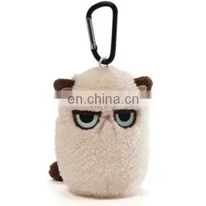 Plush Animal Toy Grumpy Funny Expression Cat Mini Key Chain thumbnail-1