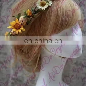 Aidocrystal Sunflower Flower Crown Bridal Tiara Wedding Hair Accessories, Flower Girl Hair Accessory thumbnail-4