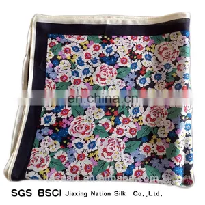 Silk Small Flowers Printing Scarf for Girls thumbnail-3