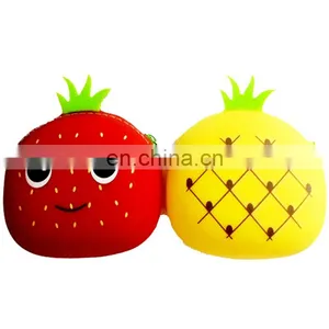 Creative Strawberry Key Coin Bag Custom Emoji Logo Printing Women Wallet Fashion Zip Silicon Purse thumbnail-6