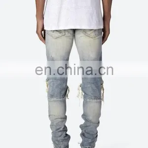 DiZNEW 2020 Knee Ripped Jeans Wholesale Ankle Zipper Custom Jeans Pants Men thumbnail-5