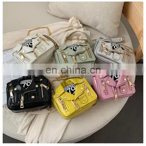Girl Small Bag 2019 New Korean Fashion Chain Diagonal Bag Personality One-shoulder Small Square Bag thumbnail-1