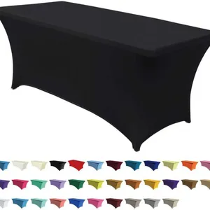 Spandex Tablecloths for 6ft Home Rectangle Rectangular Table Fitted Stretch Table Cover Ivory thumbnail-4